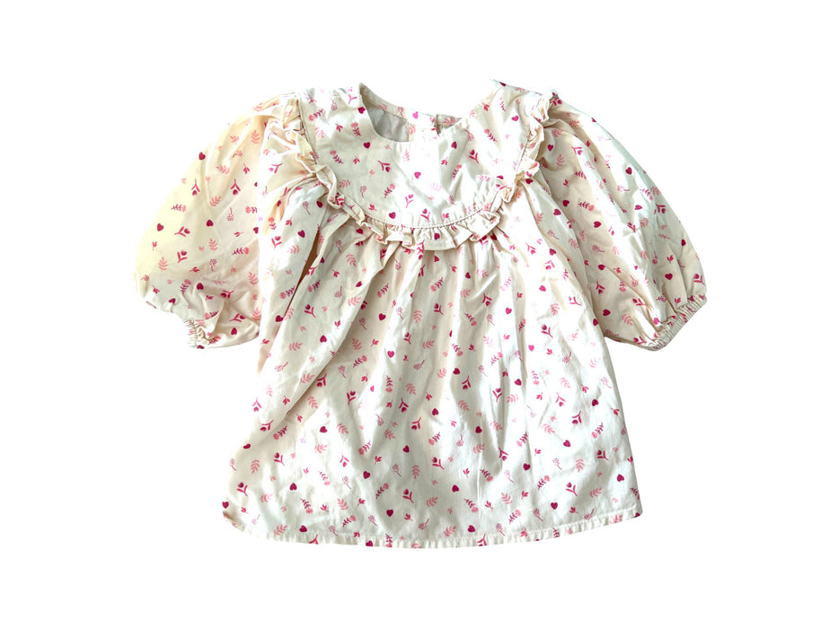 A Pink Long Sleeve Shirts from Mori in size 3-6M for girl. (Front View)