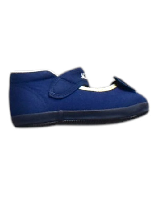 A Blue Slippers from Miki House in size 3T for neutral. (Front View)