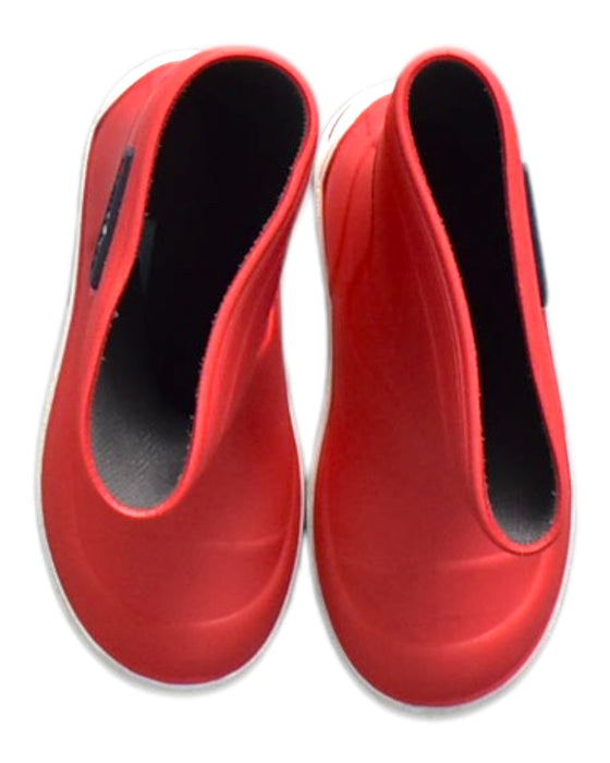 A Red Rain Boots from Meduse in size 3T for neutral. (Back View)