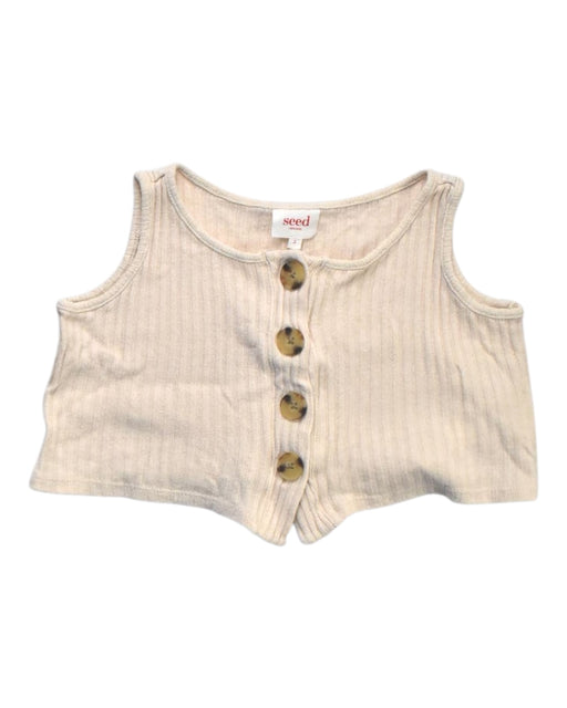 A Beige Sleeveless Tops from Seed in size 12-18M for girl. (Front View)