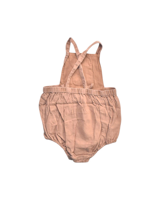 A Peach Overall Shorts from Seed in size 12-18M for neutral. (Back View)
