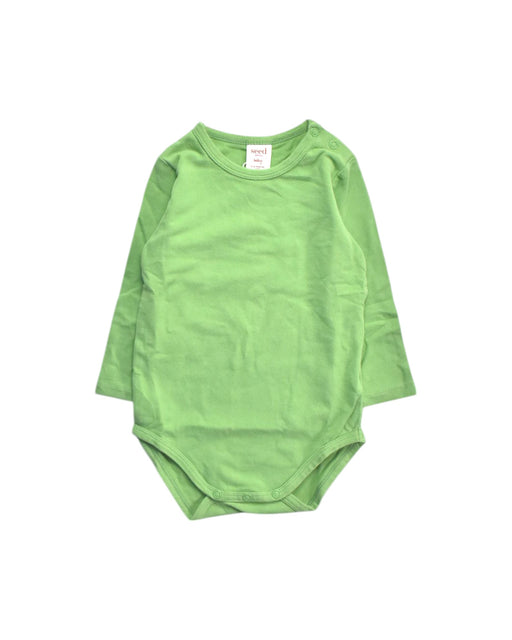 A Green Long Sleeve Bodysuits from Seed in size 6-12M for boy. (Front View)