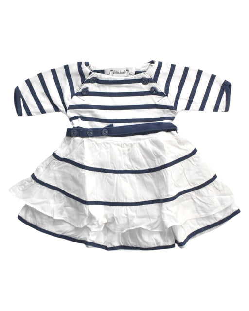 A Navy Long Sleeve Dresses from Chateau de Sable in size 3-6M for girl. (Front View)