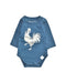 A Blue Long Sleeve Bodysuits from Le Petit Society in size Newborn for boy. (Front View)