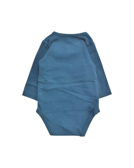 A Blue Long Sleeve Bodysuits from Le Petit Society in size Newborn for boy. (Back View)