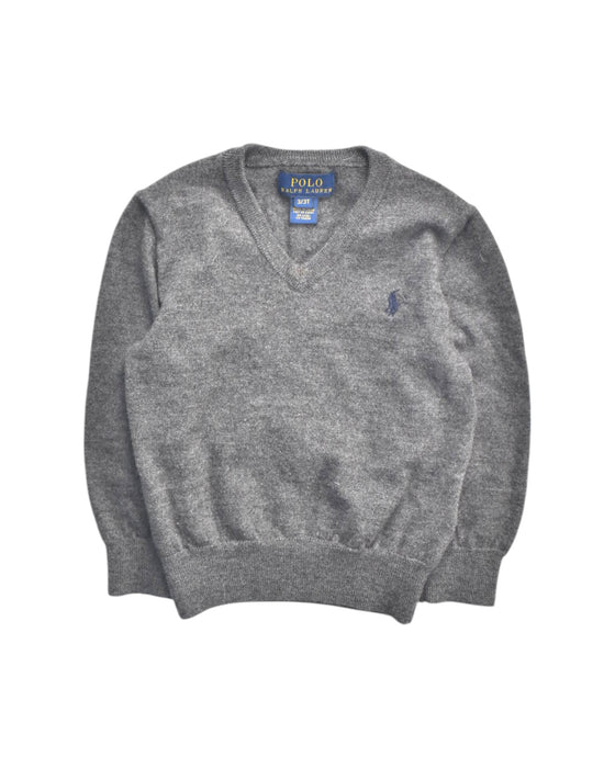 A Grey Knit Sweaters from Polo Ralph Lauren in size 3T for boy. (Front View)