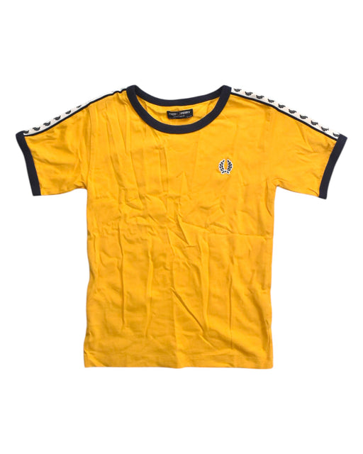 A Yellow Short Sleeve T Shirts from Fred Perry in size 6T for boy. (Front View)