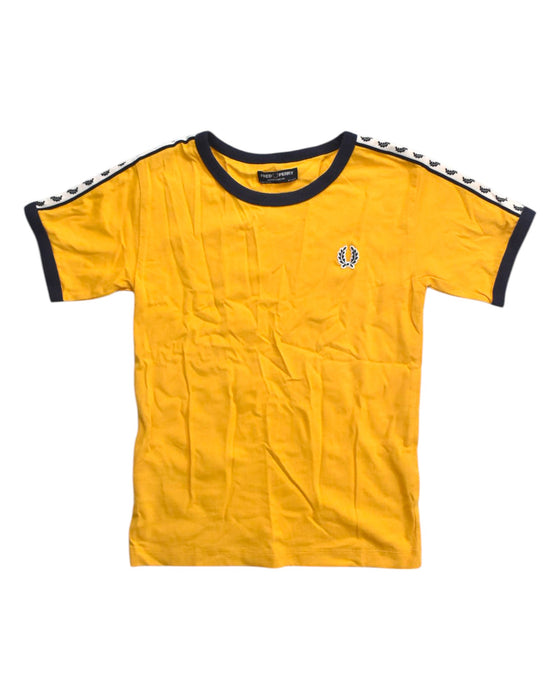 A Yellow Short Sleeve T Shirts from Fred Perry in size 6T for boy. (Front View)