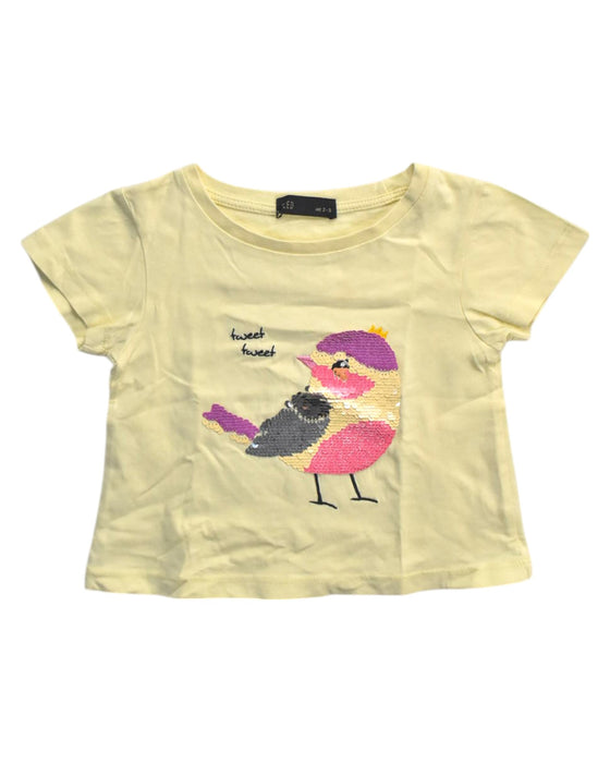 A Yellow Short Sleeve Tops from Seed in size 2T for girl. (Front View)