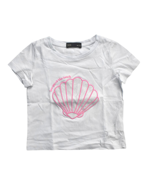 A White Short Sleeve T Shirts from Seed in size 2T for girl. (Front View)