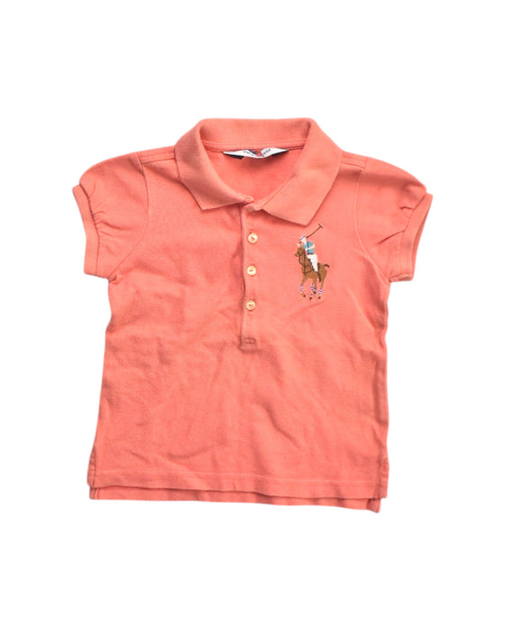A Peach Short Sleeve Polos from Ralph Lauren in size 2T for girl. (Front View)