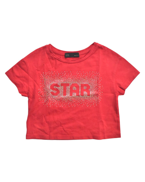 A Red Short Sleeve Tops from Seed in size 2T for girl. (Front View)