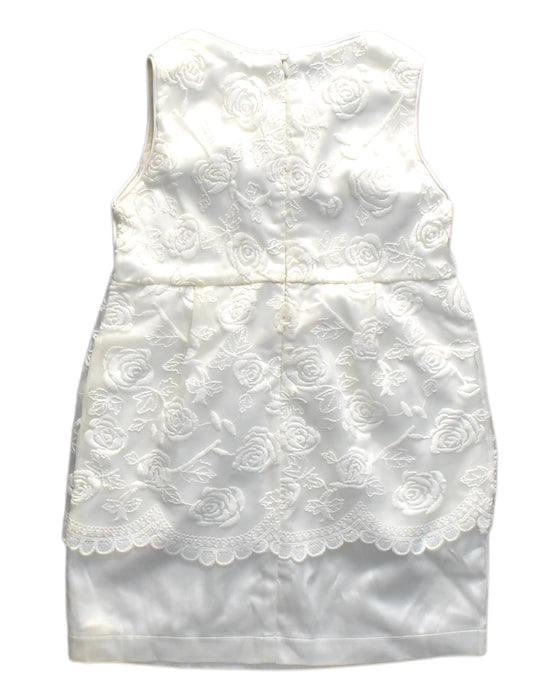 A Beige Sleeveless Dresses from bloomB in size 7Y for girl. (Back View)