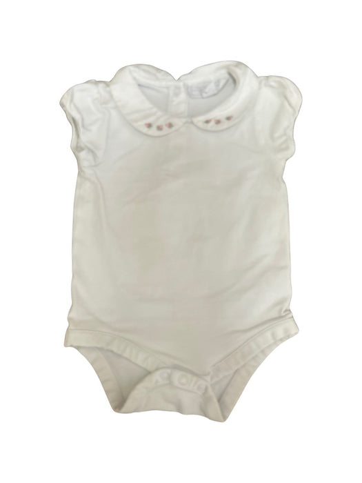 A White Short Sleeve Bodysuits from The Little White Company in size 3-6M for girl. (Front View)