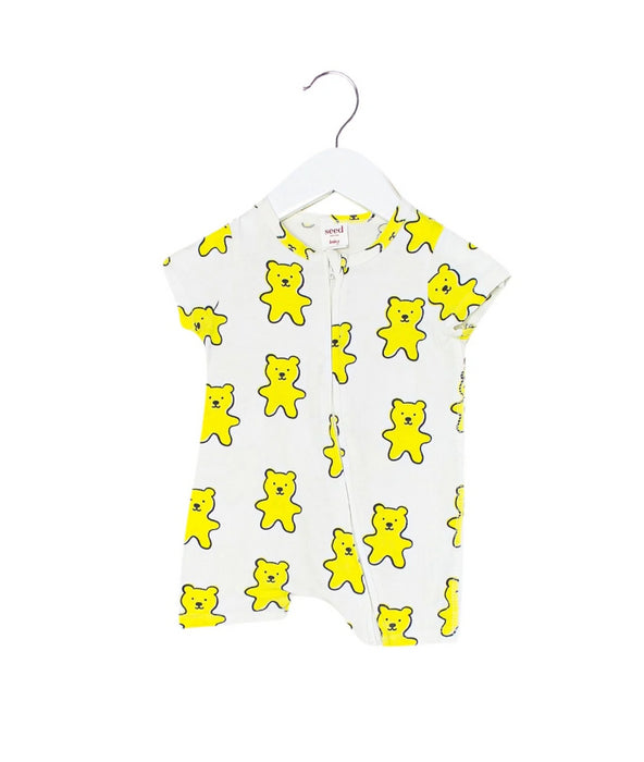 A White Short Sleeve Jumpsuits from Seed in size 3-6M for neutral. (Front View)