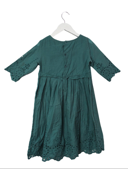 A Teal Long Sleeve Dresses from Bonpoint in size 6T for girl. (Back View)