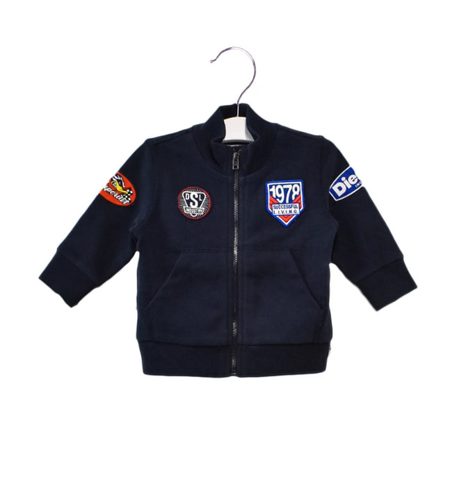 A Navy Zippered Sweatshirts from Diesel in size 3-6M for boy. (Front View)