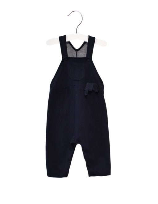 A Navy Long Overalls from Petit Bateau in size 3-6M for girl. (Front View)
