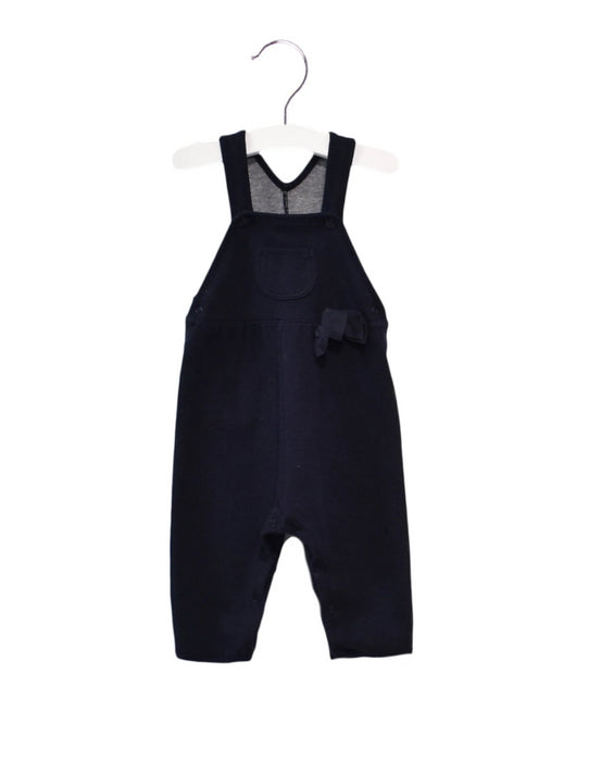 A Navy Long Overalls from Petit Bateau in size 3-6M for girl. (Front View)