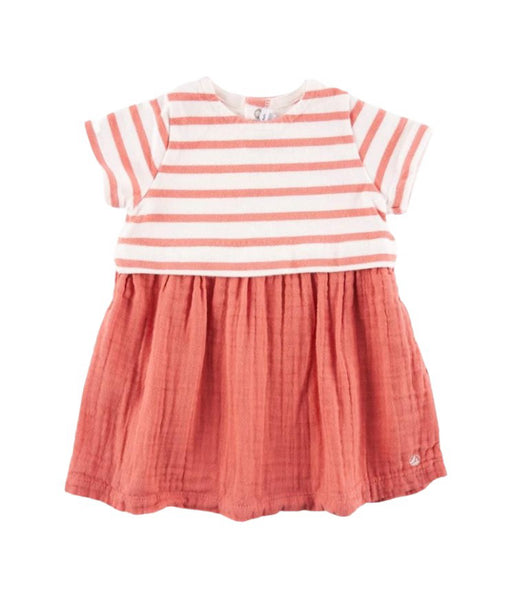 A White Short Sleeve Dresses from Petit Bateau in size 6-12M for girl. (Front View)