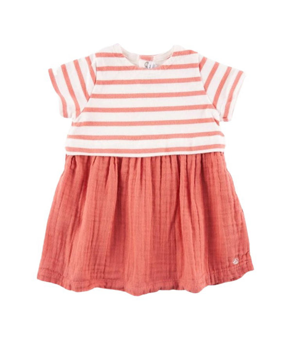 A White Short Sleeve Dresses from Petit Bateau in size 6-12M for girl. (Front View)