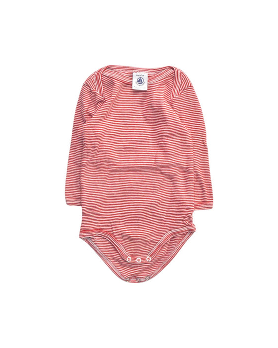 A Red Long Sleeve Bodysuits from Petit Bateau in size 6-12M for neutral. (Front View)