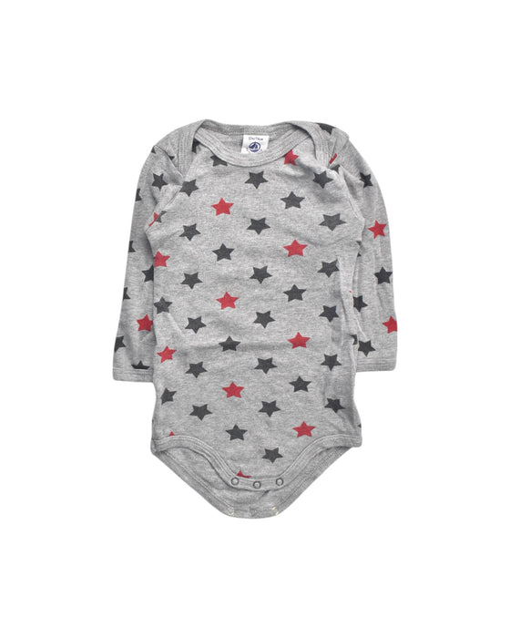 A Grey Long Sleeve Bodysuits from Petit Bateau in size 12-18M for boy. (Front View)