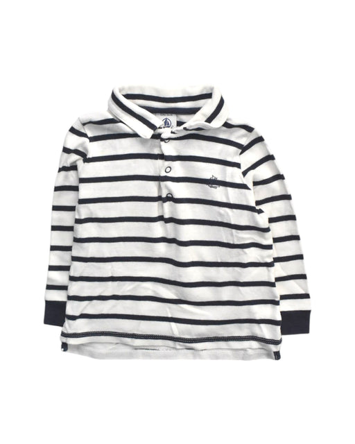 A White Long Sleeve Polos from Petit Bateau in size 12-18M for boy. (Front View)
