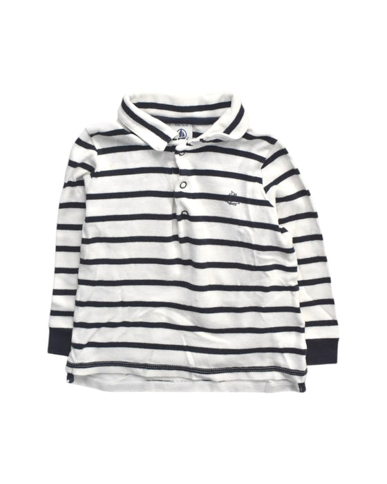 A White Long Sleeve Polos from Petit Bateau in size 12-18M for boy. (Front View)