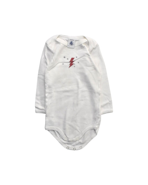 A White Long Sleeve Bodysuits from Petit Bateau in size 12-18M for boy. (Front View)