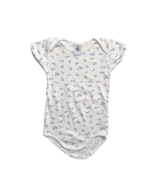 A White Short Sleeve Bodysuits from Petit Bateau in size 6-12M for girl. (Front View)