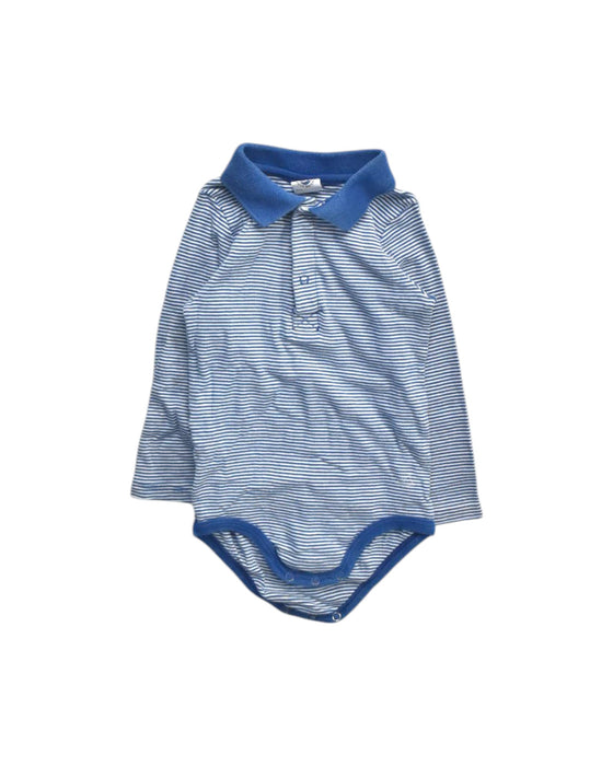 A Blue Long Sleeve Bodysuits from Petit Bateau in size 18-24M for boy. (Front View)