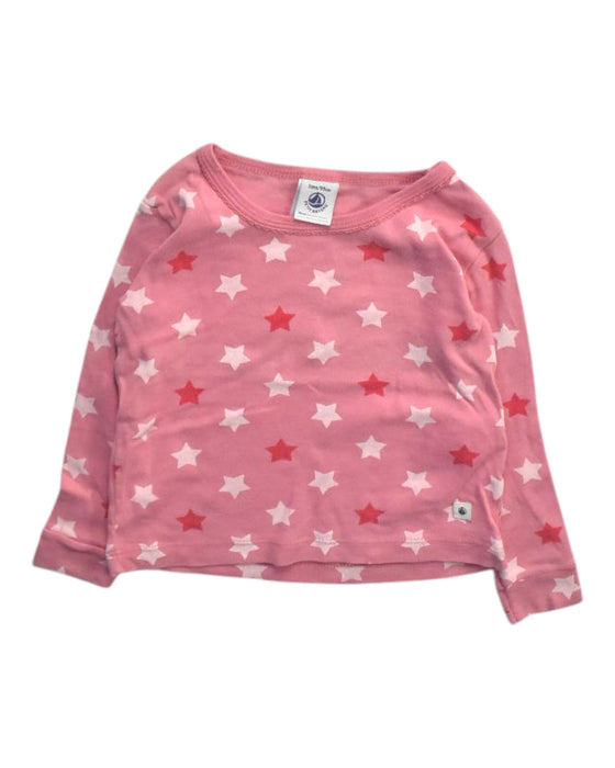 A Pink Long Sleeve Tops from Petit Bateau in size 3T for girl. (Front View)