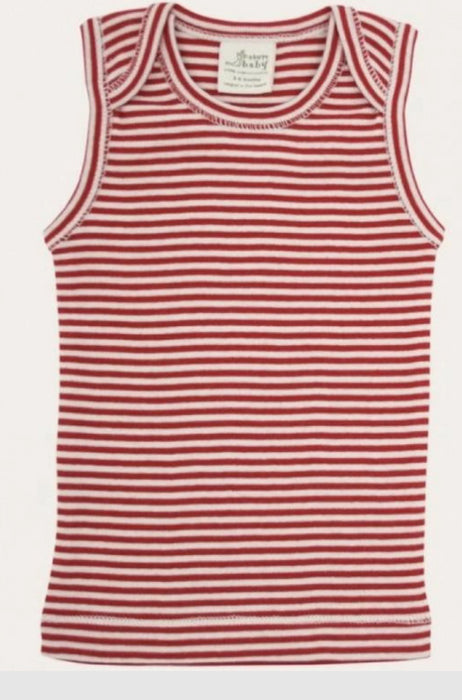 A Red Sleeveless Tops from Nature Baby in size 6-12M for girl. (Front View)