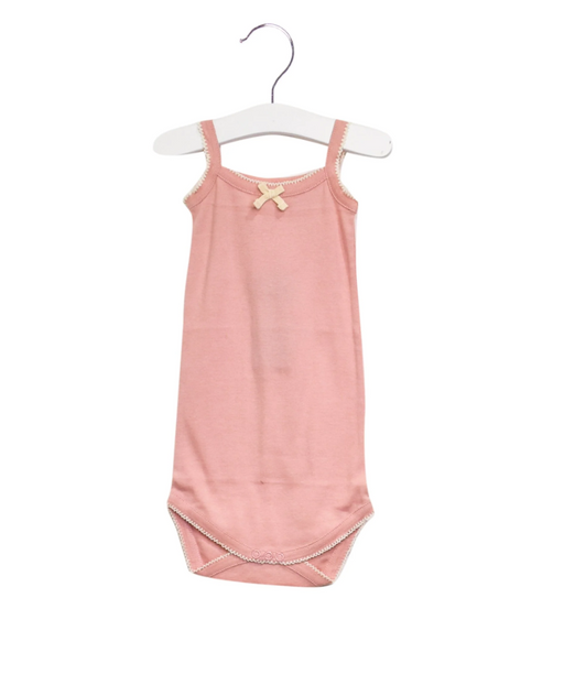 A Pink Sleeveless Bodysuits from Nature Baby in size 6-12M for girl. (Front View)