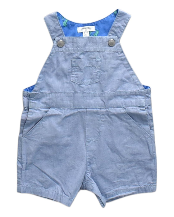 A Blue Overall Shorts from Purebaby in size 6-12M for neutral. (Front View)