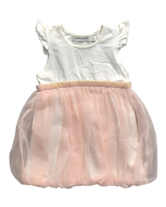 A White Sleeveless Dresses from Le Petit Society in size 3T for girl. (Front View)