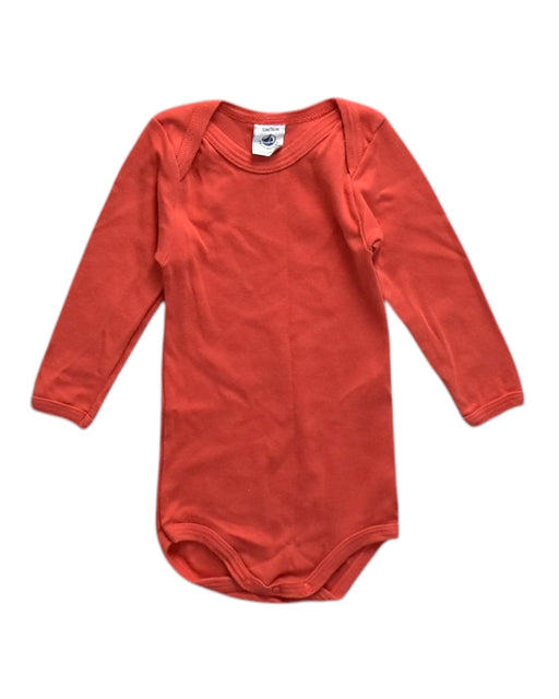 A Red Long Sleeve Bodysuits from Petit Bateau in size 6-12M for neutral. (Front View)
