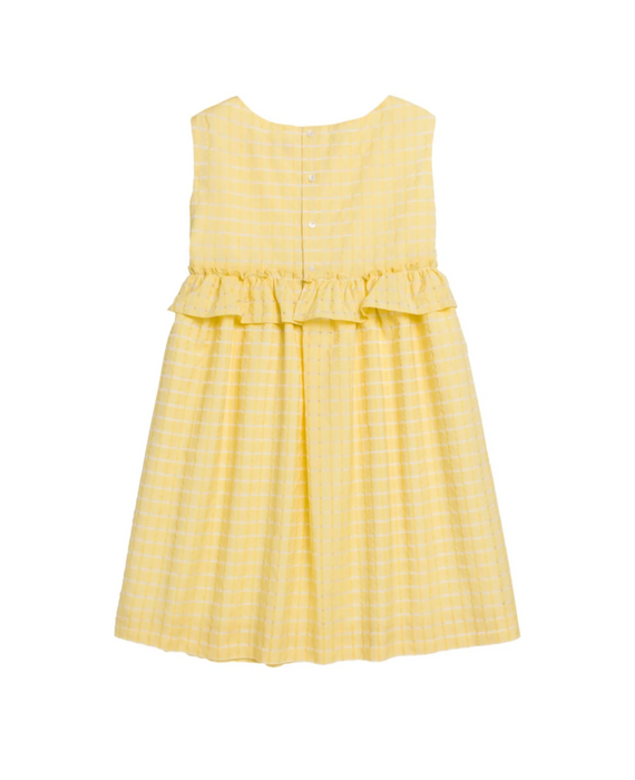 A Yellow Sleeveless Dresses from Bonpoint in size 8Y for girl. (Back View)