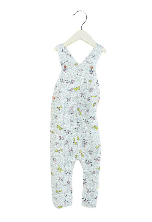 A Blue Long Overalls from Petit Bateau in size 12-18M for girl. (Front View)