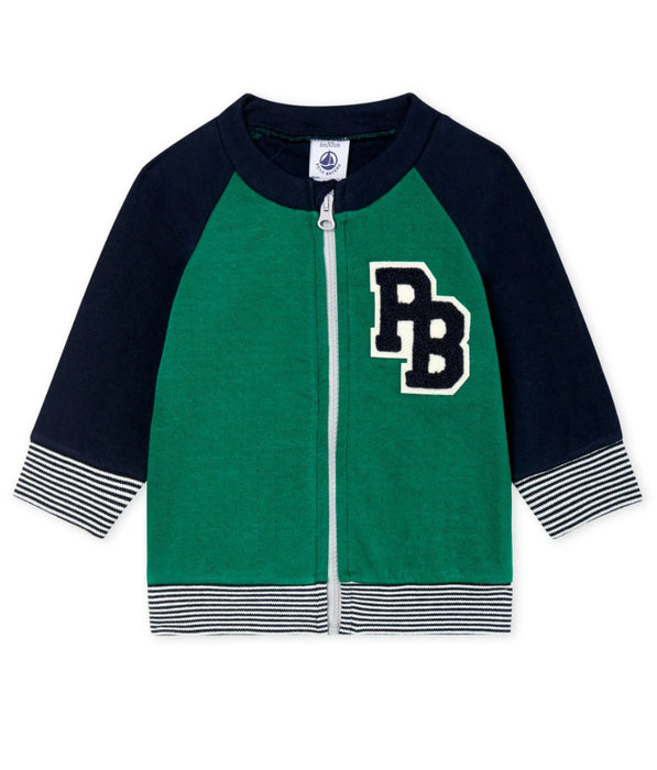 A Green Sweatshirts from Petit Bateau in size 3T for boy. (Front View)