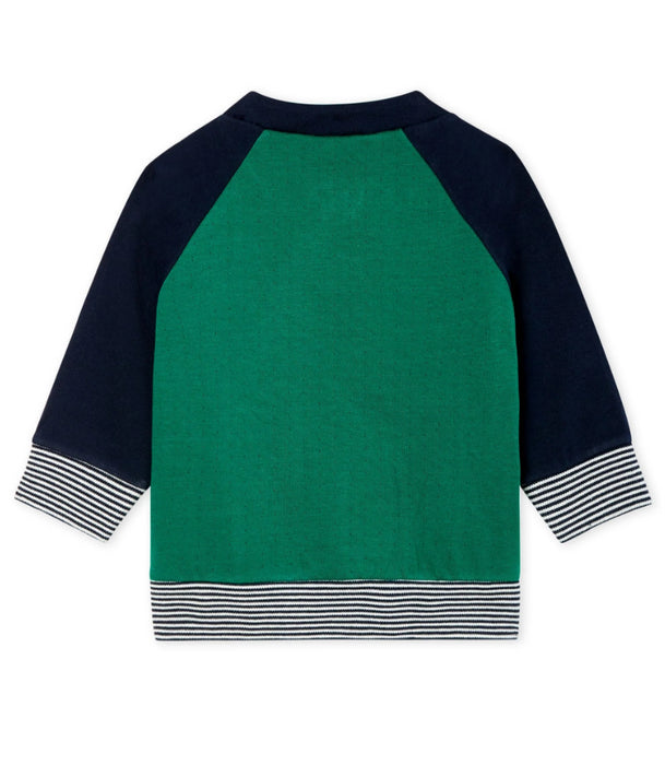 A Green Sweatshirts from Petit Bateau in size 3T for boy. (Back View)