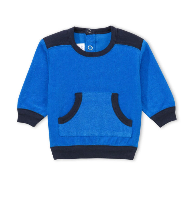 A Blue Sweatshirts from Petit Bateau in size 3-6M for boy. (Front View)