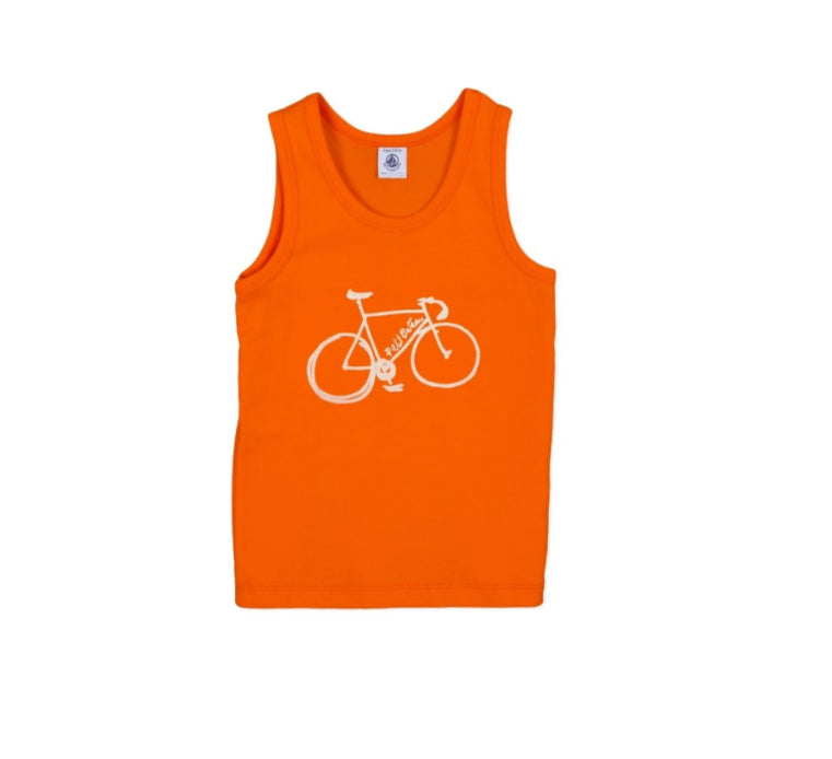 A Orange Sleeveless Tops from Petit Bateau in size 10Y for boy. (Front View)