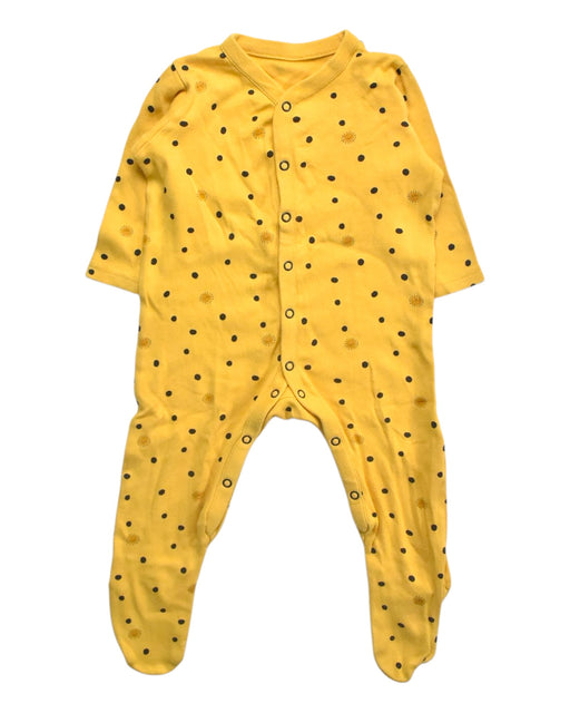 A Yellow Onesies from Mothercare in size 6-12M for boy. (Front View)