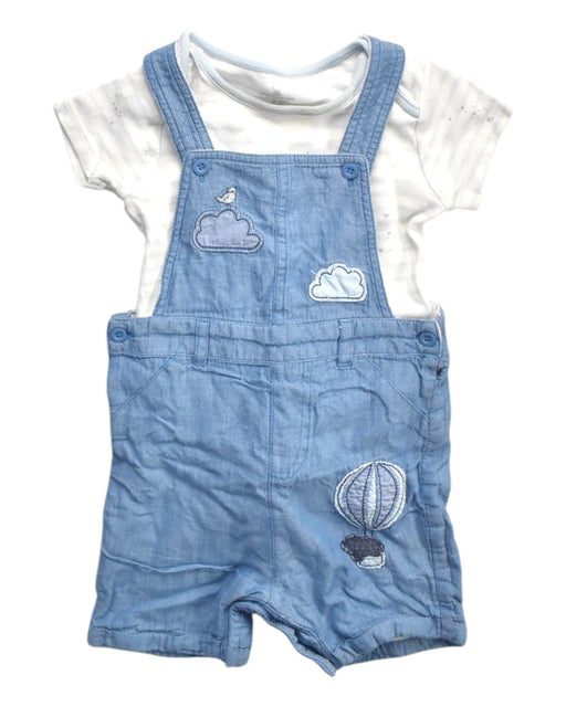 A Blue Overall Shorts from Mothercare in size 6-12M for girl. (Front View)