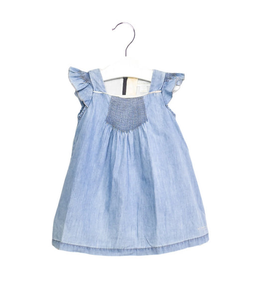 A Blue Sleeveless Dresses from Burberry in size 0-3M for girl. (Front View)