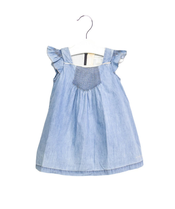 A Blue Sleeveless Dresses from Burberry in size 0-3M for girl. (Front View)