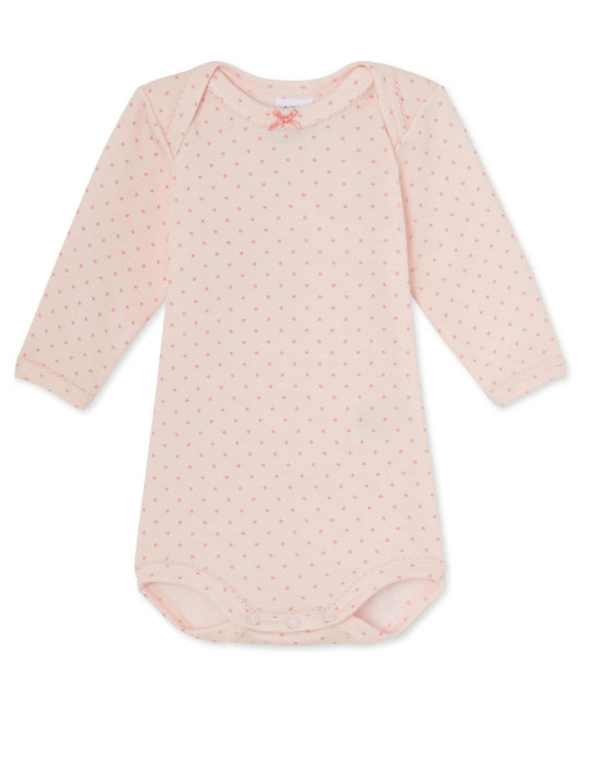 A Pink Bodysuits from Petit Bateau in size 0-3M for girl. (Back View)