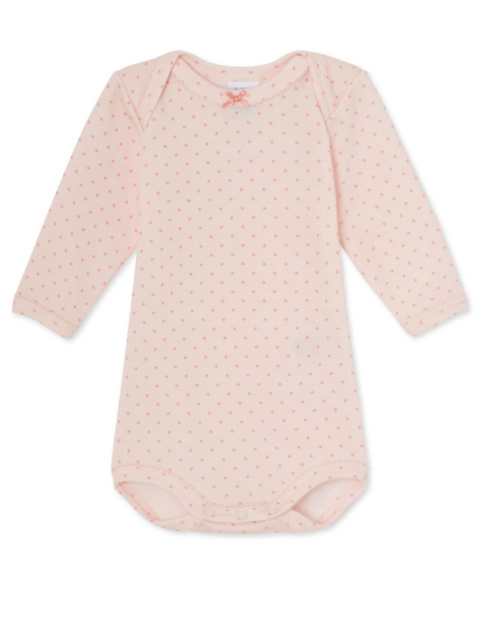 A Pink Bodysuits from Petit Bateau in size 0-3M for girl. (Back View)